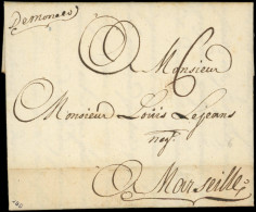 Let MONACO MP Manuscrite "De Monaco" Sur LAC De Menton Du 5/6/1778, TTB - Poststempel