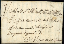 Let MONACO MP Manuscrite De Marseille Sur LAC De 1743 Pour Menton, TB - Marcofilia