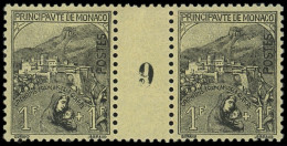 ** MONACO 32 : 1f. Noir Sur Jaune, PAIRE Mill.9, Frais Et TTB. J - Used Stamps