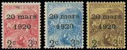 * MONACO 34a, 35a Et 36a : 2c. + 3c. Avec 2e C RENVERSE, RR, TB - Unused Stamps