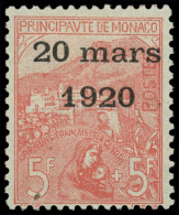 * MONACO 43 : 5f. + 5f. Rose Sur Verdâtre, Bon Centrage, TB - Unused Stamps