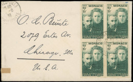 MONACO 167 : 65c. + 25c. Vert, BLOC De 4 Obl. 8/39 S. Env. Pour CHICAGO, TB - Used Stamps