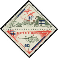 ** MONACO 491A/B : 30f. S. 1f. Pigeons Et 30f. S. 1f. Hélicoptère, NON EMIS, La Paire Se Tenant, TB, Cote Maury, Certif. - Unused Stamps