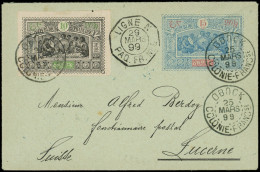 Let OBOCK 51 : 10c. Noir Et Vert Obl. OBOCK 25/3/99 S. Env. Entier 15c. Bleu Et Rouge, Arr. LUZERN 9/4, TTB - Autres & Non Classés