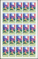 ** POLYNESIE FRANCAISE PA 46 : Général De Gaulle, FEUILLE De 25 NON DENTELEE, 3 Ex. Pliés, Sinon TB - Unused Stamps