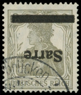 SARRE 1a : 2p. Gris-olive, Surcharge RENVERSEE, Obl., TB - Used Stamps