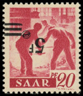 ** SARRE 222Aa : 5f. Sur 20pf. Rouge Carminé, Papier Jaunâtre, Surcharge RENVERSEE, TB. Br - Unused Stamps