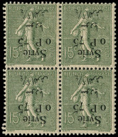 ** SYRIE 129b : 0p.75 Sur 15c. Vert-olive, Surch. RENVERSEE, BLOC De 4, TB - 1903-60 Semeuse Lignée