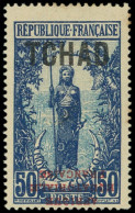 * TCHAD 31a : 50c. Outremer Et Bleu Pâle, Surch. Afrique Equatoriale Française  RENVERSEE, Lég. Rousseurs, TB - Other & Unclassified