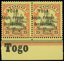 ** TOGO 36 Et 36a : 25pf. Rouge Et Noir Sur Jaune, T I, PETIT O Tenant à Normal, Bdf, TB - Sonstige & Ohne Zuordnung