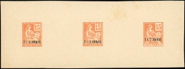 VATHY Mouchon 2 1/2 Annas S. 15c. Orange, ESSAI De Surcharge S. 3 Timbres NON EMIS, VATHY Et CONSTANTINOPLE, Imprimés S. - Sonstige & Ohne Zuordnung