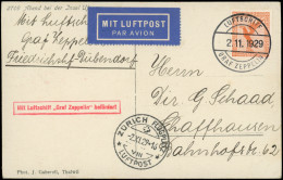 Let EMPIRE PA 31 : 50pf. Obl. LUFTSCHIFF/GRAF ZEPPELIN 2/11/29 S. CP, Griffe Rouge "Mit Luftschiff Graf Zeppelin" Beförd - Luft- Und Zeppelinpost