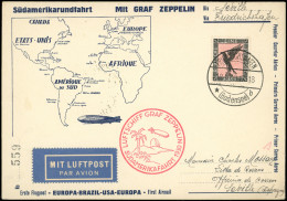 Let EMPIRE PA 32 : 1m. Obl. FRIEDRICHSHAFEN 18/5/30 S. Carte Zeppelin, Cachet Rouge SUDAMERIKAFAHRT 1930, Arr. SEVILLE 1 - Poste Aérienne & Zeppelin