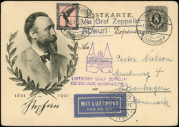 Let EMPIRE PA 32 S. CP Entier 8pf. Obl. FRIEDRICHSHAFEN 12/5/31, Cachet Zeppelin OSTSEEJAHR-RUND FAHRT 1931, Arr. COPENH - Airmail & Zeppelin