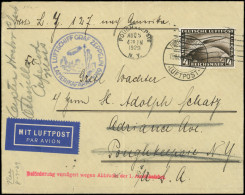 Let EMPIRE PA 37 : 4m. Brun Obl. FRIEDRICHSHAFEN 15/5/29 S. Env., Cachet Zeppelin 1.AMERIKAFAHRT 1929, Arr. POUGHKEEPSIE - Posta Aerea & Zeppelin