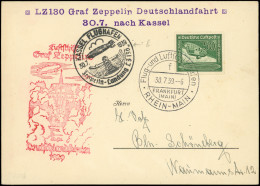 Let EMPIRE PA 58 : 50pf. Vert Obl. FRANKFURT 30/7/39 S. Carte, Cachet, Cachet Zeppelin L2 130 30/7/39, TB - Luft- Und Zeppelinpost