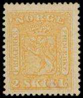 * NORVEGE 6 : 2s. Jaune, Ch. Un Peu Forte, TB. S - Unused Stamps