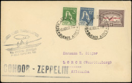 Let ARGENTINE PA 198, Poste N°351 Et 353 Obl. SERV. AEROPOSTAL/BUENOS AIRES 30/8/32 S. Env., Cachet VIA CONDOR-ZEPPELIN/ - Altri