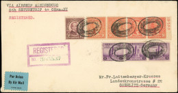 Let ETATS-UNIS 236 BANDE De 3, 239 Et 321 (2 Paires), Obl. S. Env. Rec. Par Zeppelin Du 11/7/36, Arr. GORLITZ 17/7, TB - Altri & Non Classificati