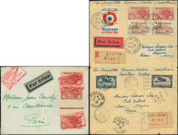 Let 8 Lettres De Poste Aérienne Affrt à Base De Timbres 3e Série Orphelins, Dont Mixte Avec Maroc, Vignettes, Une Env. R - Collezioni (in Album)