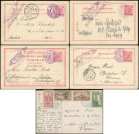 Let Israël, Précurseurs, 5 CP Avec Obl. Violettre De Jerusalem (Poste Autrichienne) Et Nasré (Poste Turque) 1899-1914, T - Andere & Zonder Classificatie