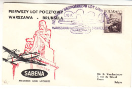 Pologne - Lettre De 1956 - Vol SABENA Warszawa Bruxelles - Tracteurs - - Brieven En Documenten