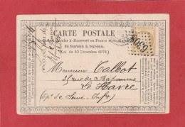 Carte Postale - Gironde - Bordeaux Les Salinières GC 6308 Sur Cérès 15C (Carte N°6) Vers Le Havre 1873 - Precursor Cards