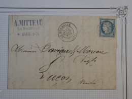 DF14  FRANCE BELLE LETTRE  1876  LAROCHELLE A L     +CERES  N°60 +CACHET BLEU + +  AFF.  INTERESSANT+ ++++ - 1849-1876: Klassieke Periode