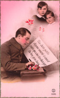 ENFANTS - Un Soldat écrivant Une Lettre à Ses Enfants - Colorisé - Pc Paris - Carte Postale Ancienne - Other & Unclassified