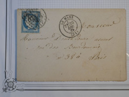 DF14  FRANCE BELLE LETTRE  1875  LE MANS  A PARIS    +CERES  N°60 ++ DOUBLE  AFF.  INTERESSANT+ ++++ - 1849-1876: Klassieke Periode