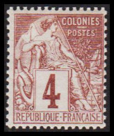 1881-1886. COLONIES FRANCAIS. 4 C COLONIES POSTES. Hinged. - JF537351 - Autres & Non Classés