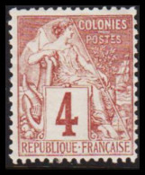 1881-1886. COLONIES FRANCAIS. 4 C COLONIES POSTES. Hinged. - JF537352 - Altri & Non Classificati