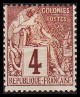 1881-1886. COLONIES FRANCAIS. 4 C COLONIES POSTES. Hinged. - JF537354 - Other & Unclassified