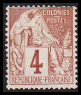 1881-1886. COLONIES FRANCAIS. 4 C COLONIES POSTES. Hinged. - JF537357 - Sonstige & Ohne Zuordnung