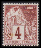 1881-1886. COLONIES FRANCAIS. 4 C COLONIES POSTES. Hinged. - JF537358 - Altri & Non Classificati