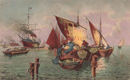 ARTS - Peintures Et Tableaux - Des Bateaux De Pêche Prêts à Débarquer  - Carte Postale Ancienne - Paintings