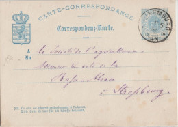 1878 - LUXEMBOURG - CP ENTIER RARE => STRASBOURG (ALSACE) - Stamped Stationery