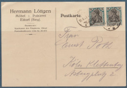 Lettre - Brief Eitorf Möbel Polsterei H. Löttgen 1922 Germania - Michel Nr.104 - Other & Unclassified