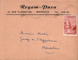 MONACO SEUL SUR LETTRE A EN TETE POUR LA FRANCE 1948 - Storia Postale