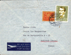 PORTUGAL AFFRANCHISSEMENT COMPOSE SUR LETTRE AVION POUR LA FRANCE 1960 - Covers & Documents