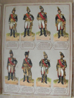16 Images Chromo Découpis Chocolat Lombart. Vers 1900. Costumes Soldats Empire. Napoléon. L'armée Française. Sur Feuille - Lombart
