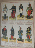 16 Images Chromo Découpis Chocolat Lombart. Vers 1900. Costumes Soldats Empire. Napoléon. L'armée Française. Sur Feuille - Lombart