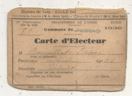 Carte D'électeur, Commune De PRISSAC, 1936 - Unclassified
