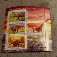 ROMANIA DINOSAURS MINIATURE SHEET USED - Gebruikt