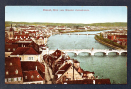 Bâle. Basel, Blick Vom Münster Rheinabwärts. Cheminées D'usines Au Bord Du Rhin. Franchise Militaire Déc. 1914 - Basel