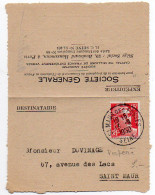 15F Rouge Gandon Perforé S.G Sur Carte-lettre De La Société Générale De 1950 - Storia Postale