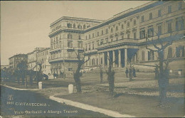 CIVITAVECCHIA - VIALE GARIBALDI E ALBERGO TRAIANO - CARTOLINA FOTOGRAFICA - EDIZ. UTA - 1920s (18937) - Civitavecchia