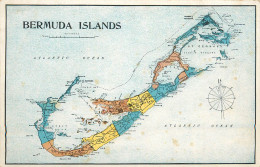 Bermuda Map Vintage Postcard - Bermuda