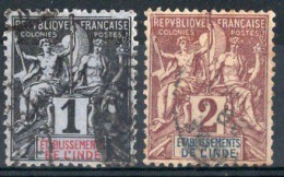 INDE Timbres-poste N°1 & 2 Oblitérés TB Cote : 5€00 - Oblitérés