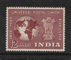 INDIA 1949 12a UPU SG 328 LIGHTLY MOUNTED MINT Cat £15 TOP VALUE OF THE SET - Unused Stamps